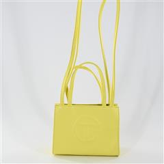 TELFAR Small Yellow Shopping Bag Double Strap Embossed Logo Bag